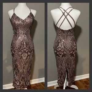 Windsor Rose Gold Blush Sequined Dress